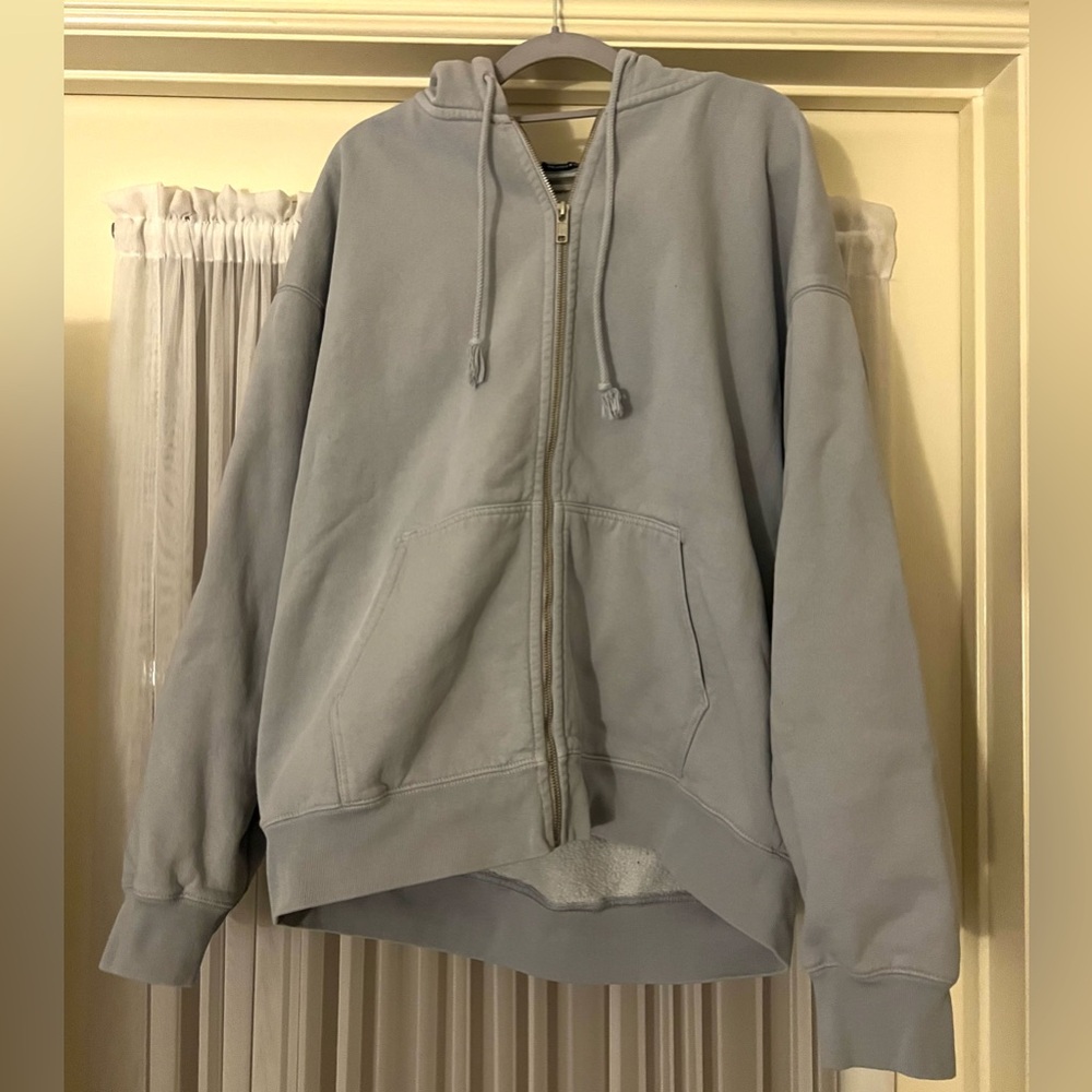 BRANDY MELVILLE John Galt Christy Hoodie Oversized Full-Zip Jacket Periwinkle